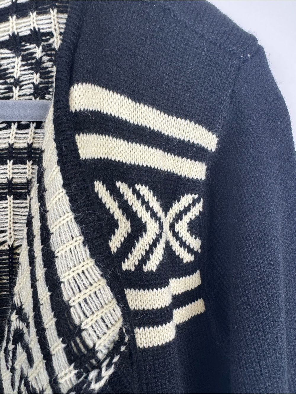 Hot & Delicious Skull Cardigan Sweater Black Ivory Open Front Goth Boho M/L Fall - Picture 8 of 16